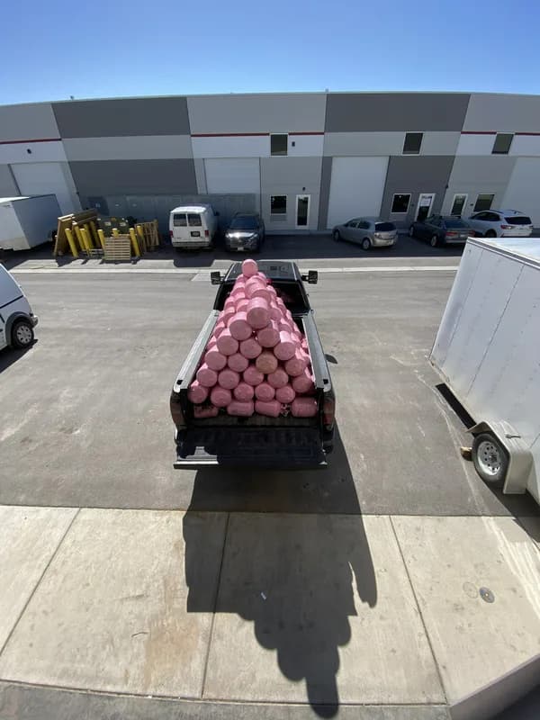 Refrigerant recovery bottles on truck